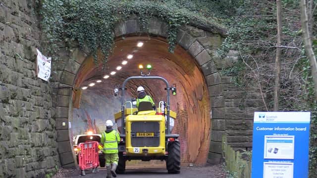 Ongoing works at Colinton Tunnel.