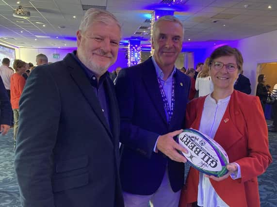 Angus Robertson, Scottish Rugby Chair John McGuigan and French Consul General Laurence Païs