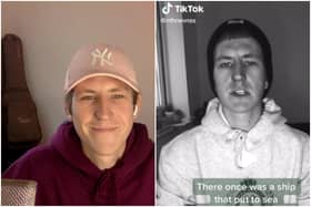 Nathan Evans performing on Tiktok. The former postman, who was behind the viral sea shanty trend on the platform, has said the songs can united people during the coronavirus pandemic picture: PA