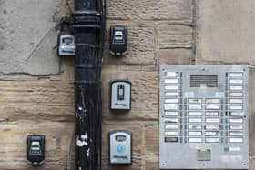 Key safes outside a tenement - a sign of flats being used for short term rentals, such as those booked through Airbnb. Those seeking a long-term place to live face ever rising rents as a result of the boom in holiday accommodation in the capital. PIC: Lisa Ferguson/ TSPL.