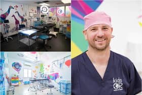 Dave Tipping is director of the charity's global operations and heads up the Dundee warehouse and lab. Pictured top left is the mock operating room in Dundee, and bottom right is an operating room installed at the Charles De Gaulle hospital in Burkina Faso. Pictures: Kids OR/contributed