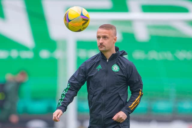 Leigh Griffiths warms up at Easter Road ahead of a Scottish Premiership match between Hibs and Celtic in May 2021