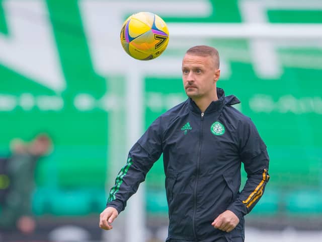 Leigh Griffiths warms up at Easter Road ahead of a Scottish Premiership match between Hibs and Celtic in May 2021