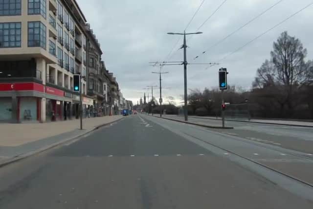 The film features a completely deserted Princes Street.