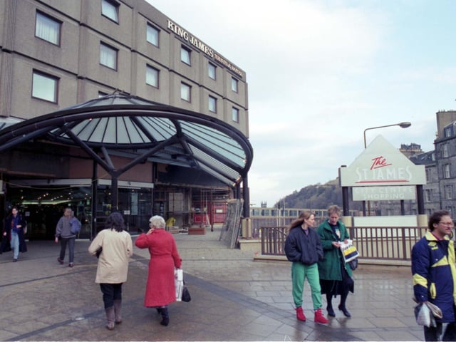 Exterior of the St James Centre shopping centre at the east end of Princes Street Edinburgh, after refurbishment in January 1992.