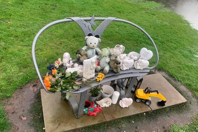 All of the items that Marc and his family recovered on the Held In Our Hearts memorial bench.