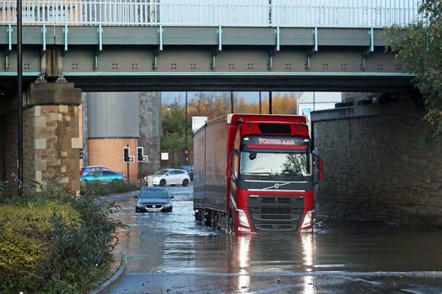 Some people were forced to stay overnight in Meadowhall shopping centre after heavy rain and flooding caused local roads to become gridlocked.
