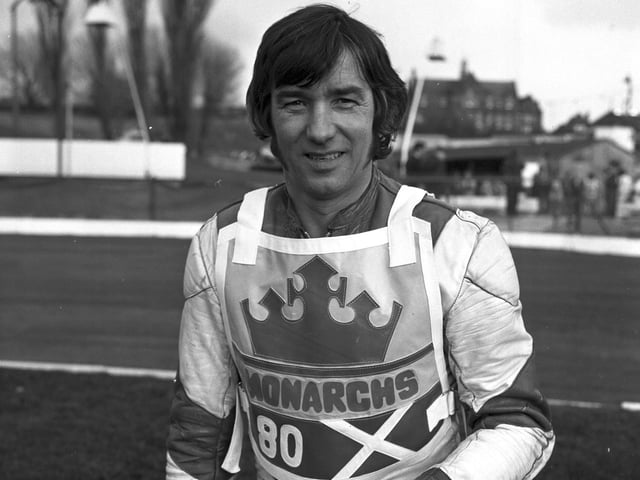 George Hunter of the Edinburgh Monarchs speedway team in April 1980.