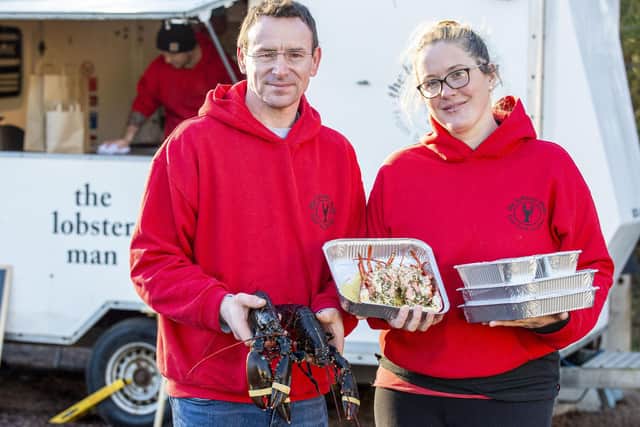Stewart Pearson with his partner Gemma McCann, and their Lobster Man van. Photo by Lisa Ferguson.