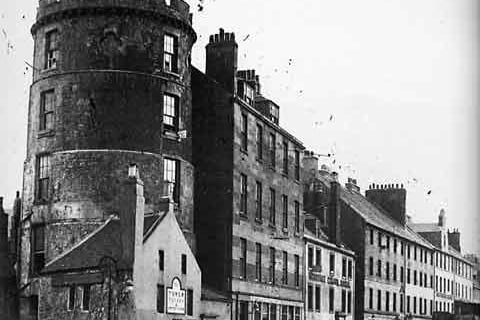 Leith Shore showing the Signal Tower at the corner of Tower Street.