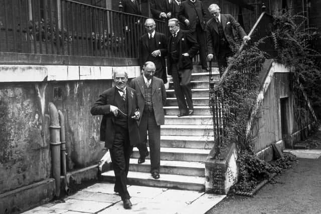 Ramsay MacDonald leads the new National Government in the grounds at No 10 Downing Street.  Photo: Hulton Archive/Getty Images
