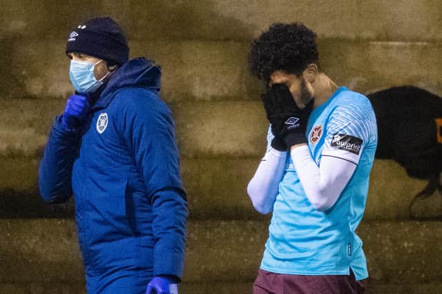 Josh Ginnelly couldn't hide his disappointment after injuring his hamstring at Raith Rovers.