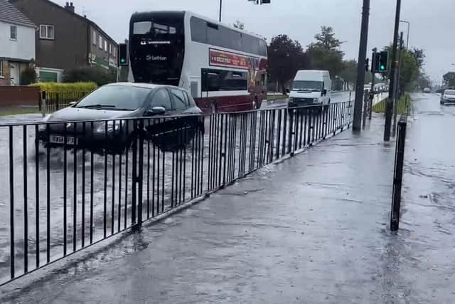 Meadow Place Road in Corstorphine was hit by floods. Picture: @DanielleUK_