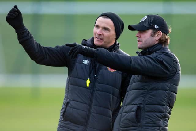 Hearts manager Robbie Neilson and assistant Lee McCulloch.