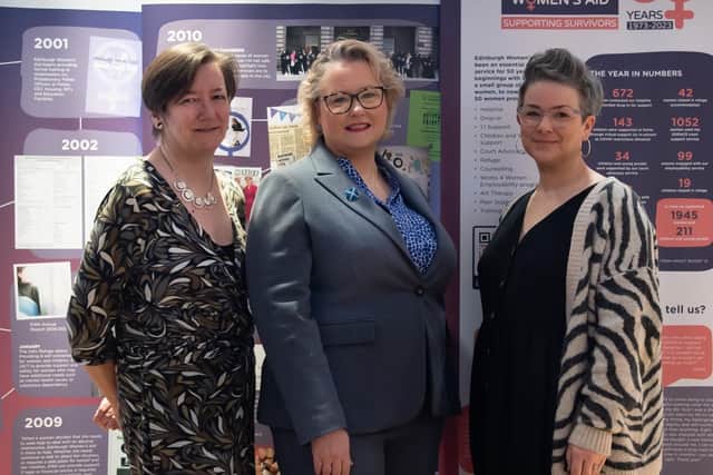 From left to right: Linda Rodgers - CEO at EWA, Christina McKelvie, Minister for Equalities and Older People and Chair of Edinburgh Women’s Aid, Morag Waller.