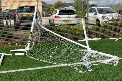 Goalposts at the astro turf pitch damaged 'beyond repair'