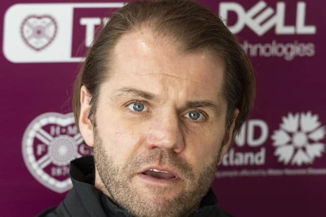 EDINBURGH, SCOTLAND - FEBRUARY 17: Heart's Manager Robbie Neilson during a Hearts press conference at the Oriam, on February 17, 2022, in Edinburgh, Scotland.  (Photo by Mark Scates / SNS Group)