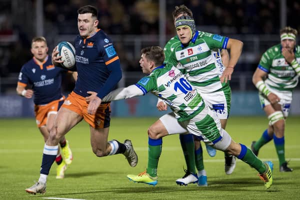 Blair Kinghorn in action for Edinburgh during December's United Rugby Championship clash with Benetton at the DAM Health Stadium. Picture: Ross Parker / SNS