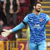 Craig Gordon in action during the cinch Premiership encounter between Hearts and Motherwell at Fir Park. Picture: SNS