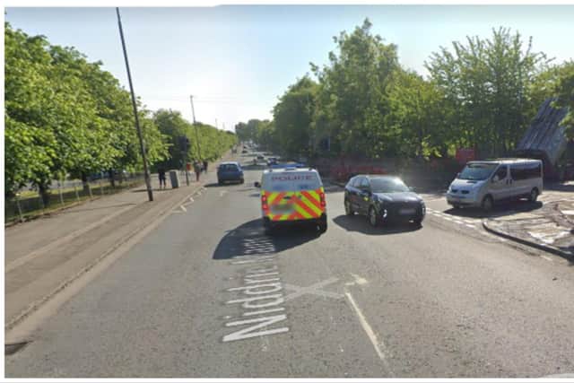 A woman was rushed to hospital after being hit by a van on Niddrie Mains Road in Edinburgh. Photo Google Street View