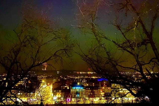 Glimpses of the Northern Lights could be seen from Edinburgh Castle.
