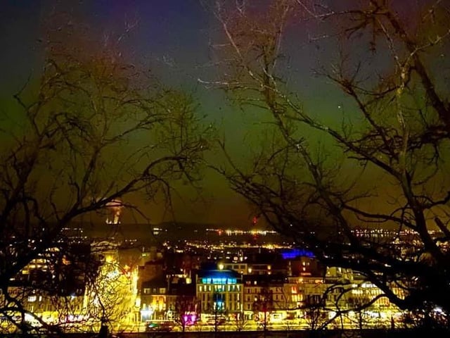 Glimpses of the Northern Lights could be seen from Edinburgh Castle.