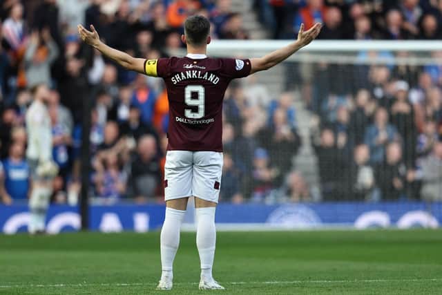 Hearts captain Lawrence Shankland is two goals short of 30 for the season.