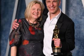 Chris Burdon (right) won an Oscar for best sound for Top Gun: Maverick (Picture: Doug Peters/PA Wire)