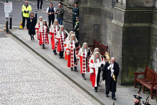 High Court judges during an Accession Proclamation Ceremony at Mercat Cross, Edinburgh, publicly proclaiming King Charles III as the new monarch.