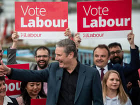 Keir Starmer and Labour supporters celebrate the English local election results (Picture: Chris J Ratcliffe/Getty Images)