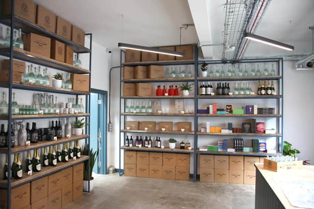 The shop at the new Lind & Lime Gin distillery in Leith.