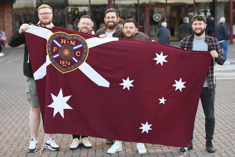 Hearts fans show their support for the squad's Australian contingent ahead of the UEFA Europa League play-off second leg against FC Zurich at Tynecastle in August