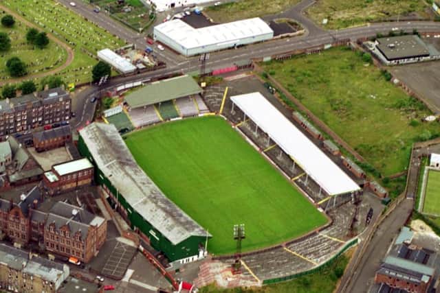 Easter Road stadium prior to redevelopment bringing it in line with the Taylor Report requirements