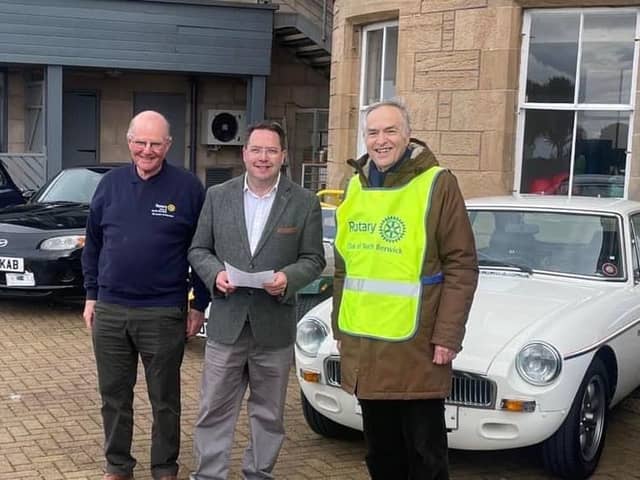 Left to right- Gordon Symon, Craig Hoy, Lewis Foster (President of North Berwick Rotary Club)