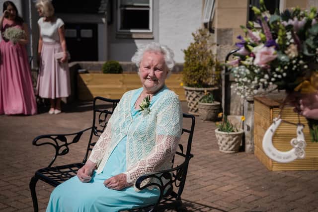 Mansfield Care's Pine Villa Care Home staff in Loanhead, Midlothian helped the Scots gran choose a wedding day outfit.