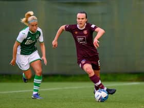 Katie Lockwood got a goal back for Hibs in the second half. Credit: Malcolm Mackenzie
