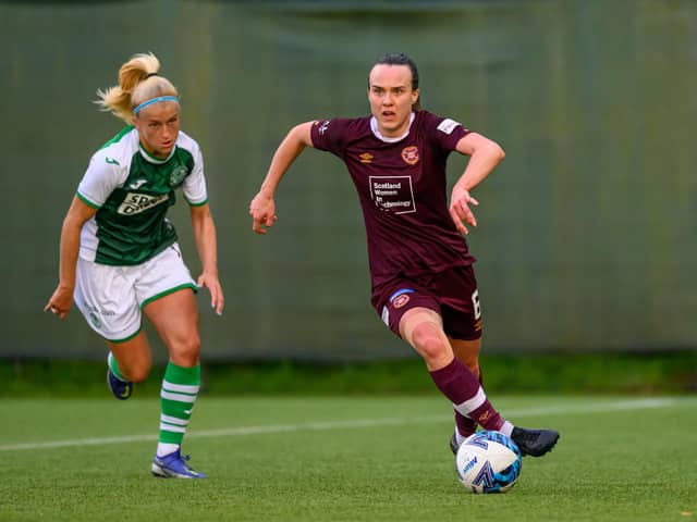 Katie Lockwood got a goal back for Hibs in the second half. Credit: Malcolm Mackenzie