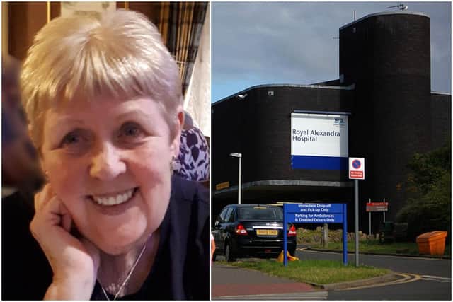 Caroline Sweeney died while being cared for at the Royal Alexandra Hospital in Paisley.