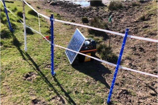 The solar panel was connected to an electric fence on beauty spot Traprain Law