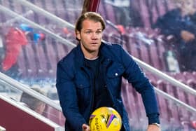 Hearts boss Robbie Neilson had his say on a potenital striker signing. Picture: SNS