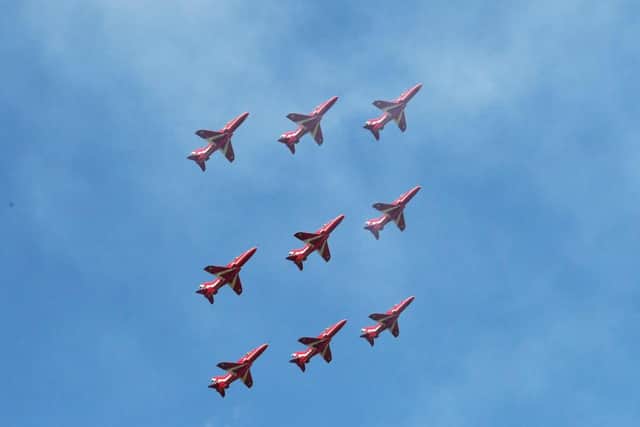 The Red Arrows at Prestwick on Saturday. Pic: John Devlin