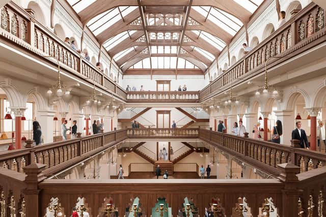 The reimagined grand saloon seen from the first floor perspective (Photo: David Chipperfield Architects).