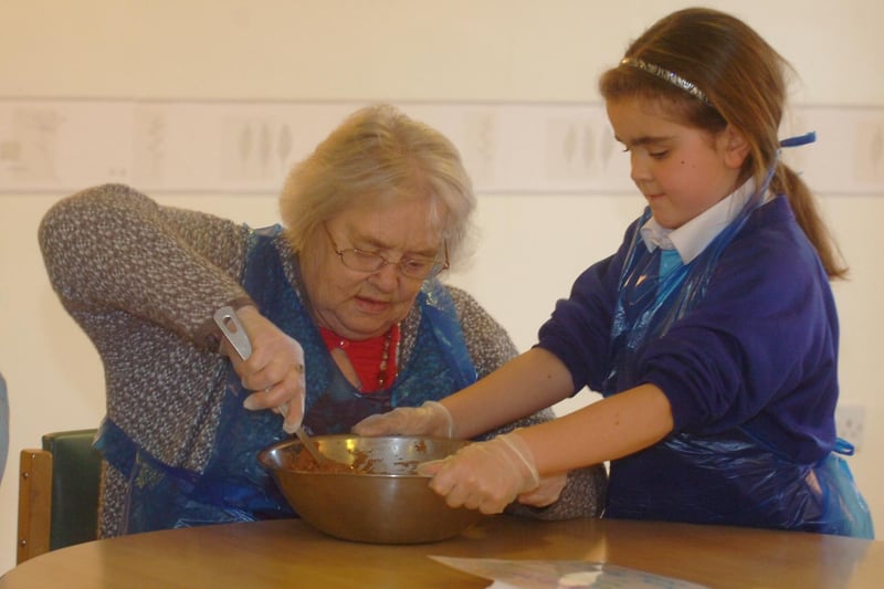 These Southwick Community School pupils were taking part in a 2010 bake-off with residents of Lilburn and Riverview Houses in Southwick. Is there someone you know in the photo?