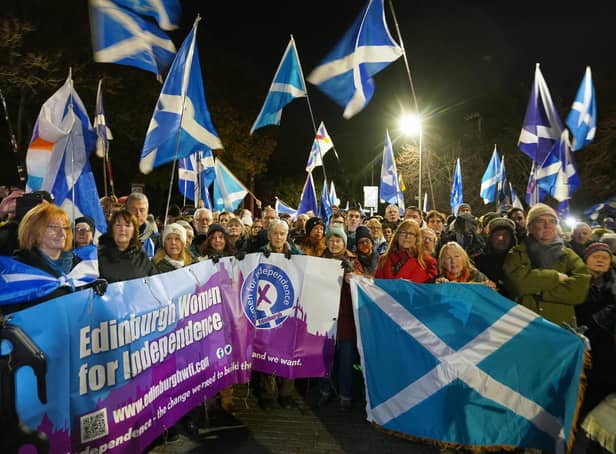 Independence supporters held a rally outside the Scottish Parliament on the day the UK Supreme Court ruled that the Scottish Parliament does not have the power to hold a second independence referendum.  Picture: Jane Barlow/PA Wire.