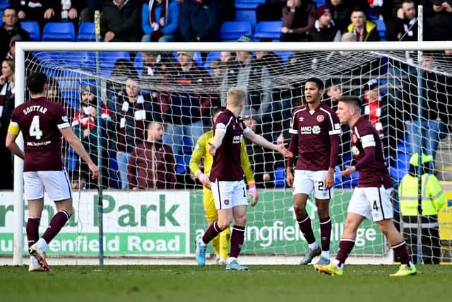 Hearts players were left dejected after conceding a second goal against St Johnstone.