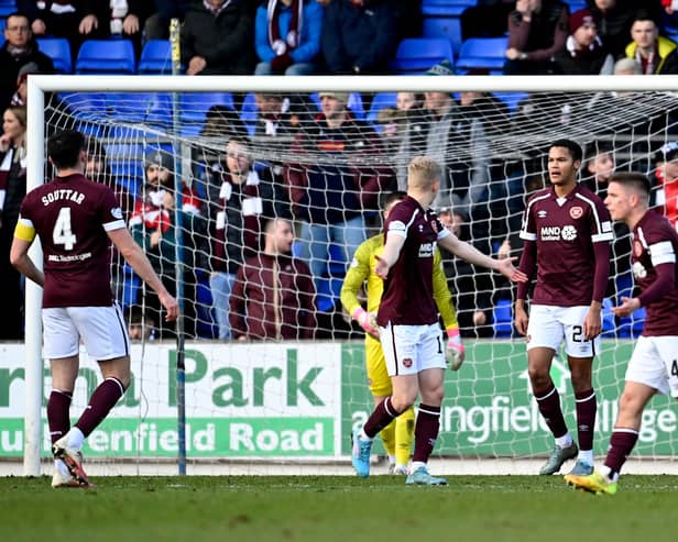 Hearts players were left dejected after conceding a second goal against St Johnstone.