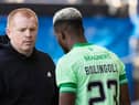 Celtic's Boli Bolingoli with manager Neil Lennon during the recent match against Kilmarnock. Craig Williamson / SNS Group