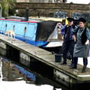 Barge workers on Union Canal (l to r James Bryce and Deborah Whyte)