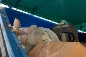 The bearded dragon was found in a communal bin at Student accommodation in Edinburgh's Hillside Crescent.  Picture: Scottish SPCA.