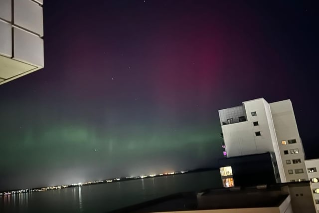 Gorgeous pinks and greens could be seen in the skies above Newhaven in Edinburgh on Sunday night.